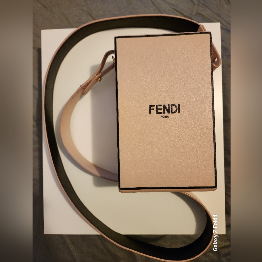 Fendi 2021 Runway Pink Vertical Box Logo Crossbody Bag